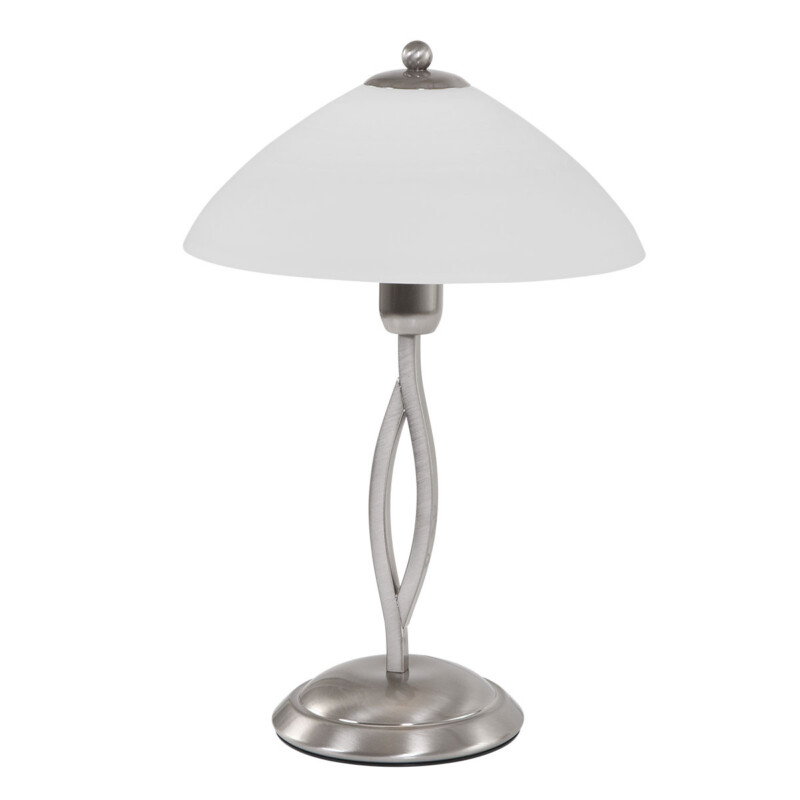 Lámpara de mesa de acero con pantalla de vidrio opalino torcido Steinhauer Capri - Imagen 2