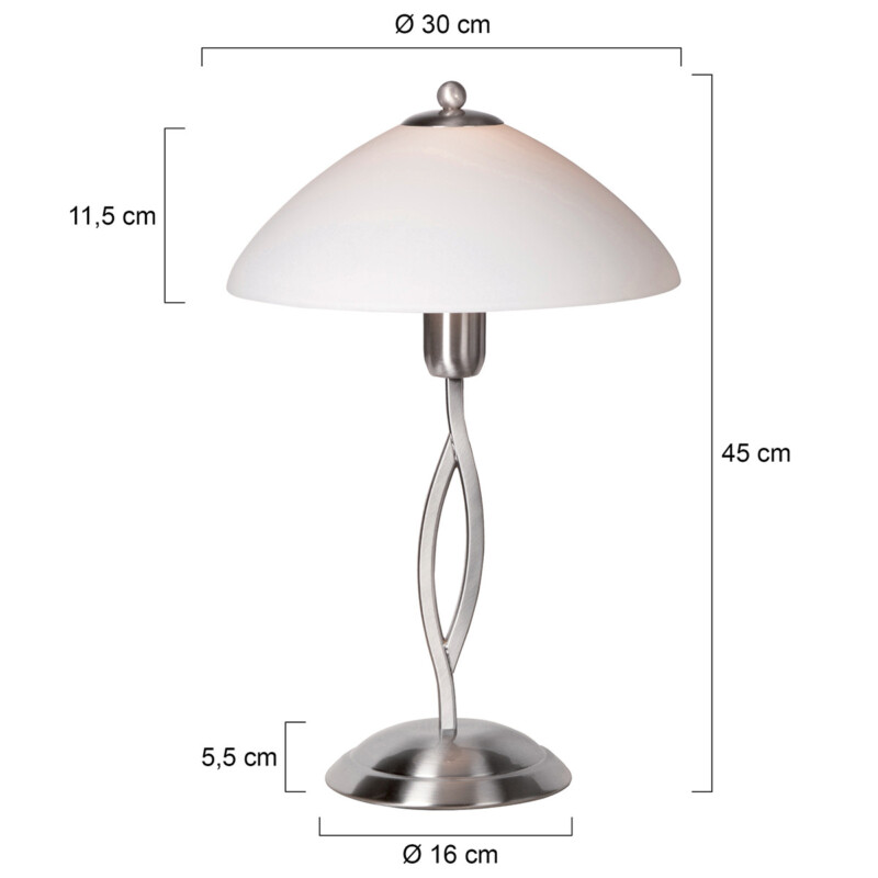 Lámpara de mesa de acero con pantalla de vidrio opalino torcido Steinhauer Capri - Imagen 8