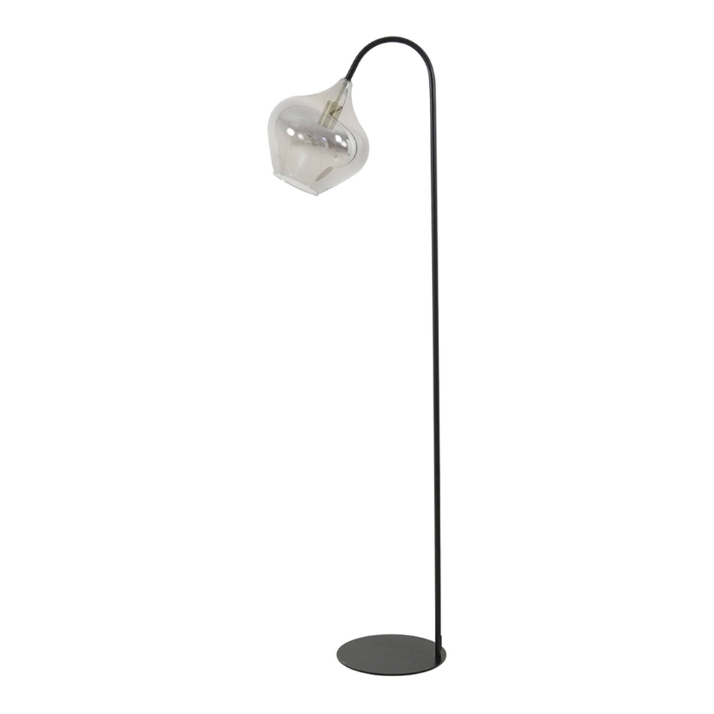 Lámpara de pie moderna en negro con globo de vidrio Light and Living Rakel