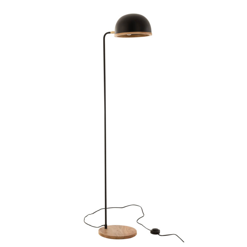 Lámpara de pie moderna negra con madera Jolipa Evy - Imagen 2