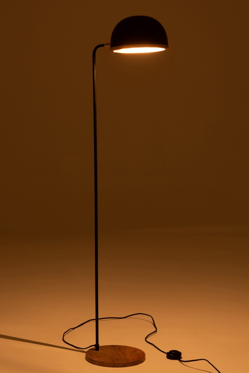Lámpara de pie moderna negra con madera Jolipa Evy - Imagen 5