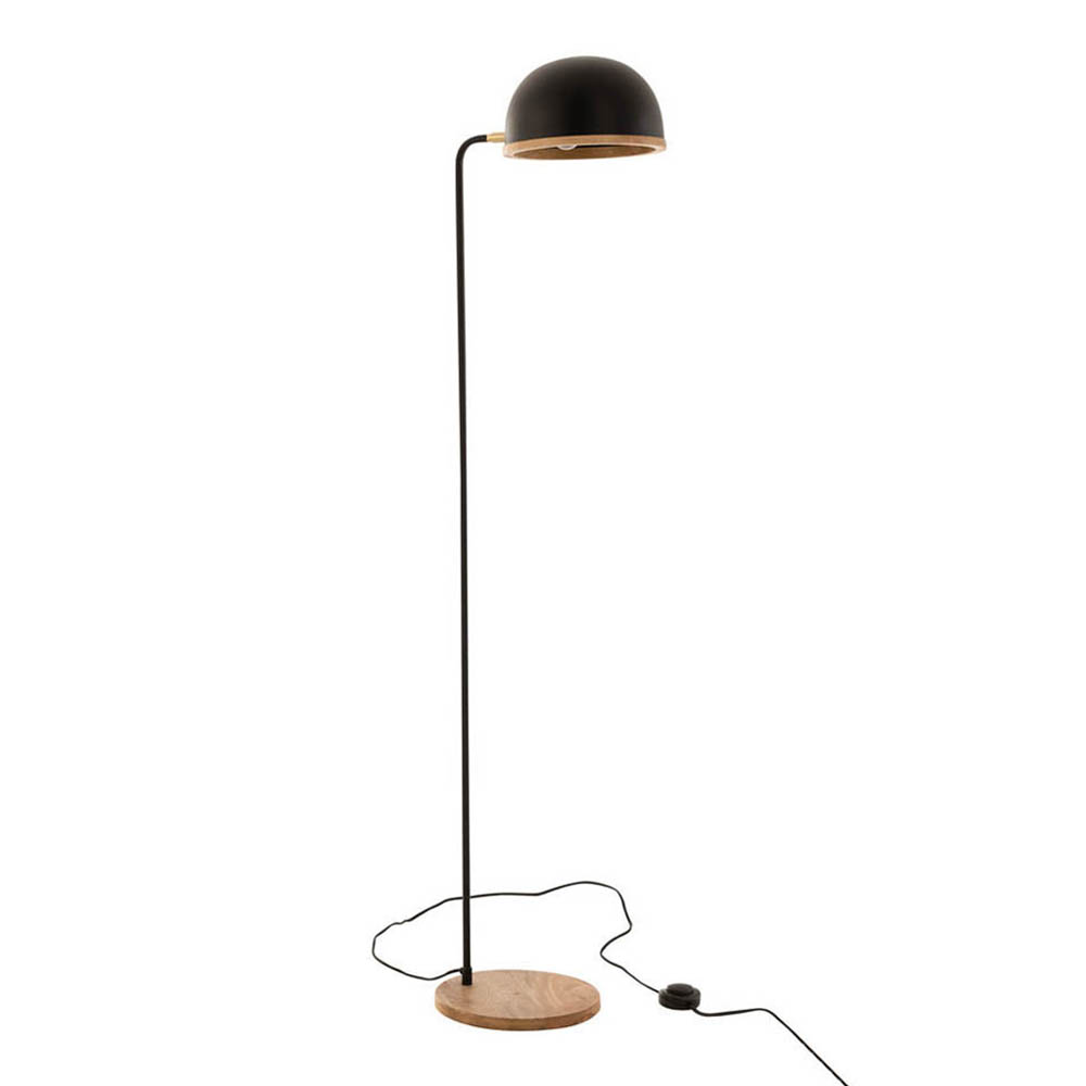 Lámpara de pie moderna negra con madera Jolipa Evy
