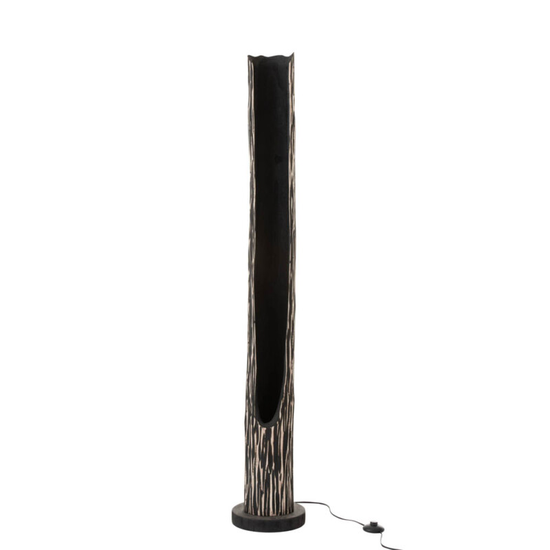 Lámpara de pie moderna negra de madera Jolipa Trunk - Imagen 2