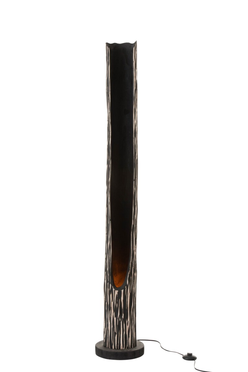 Lámpara de pie moderna negra de madera Jolipa Trunk - Imagen 3