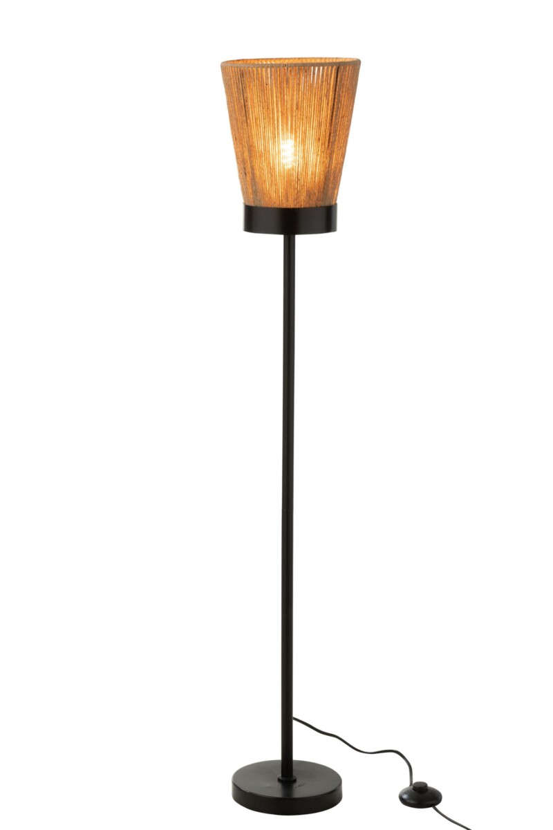 Lámpara de pie natural negra con beige Jolipa Luna - Imagen 3