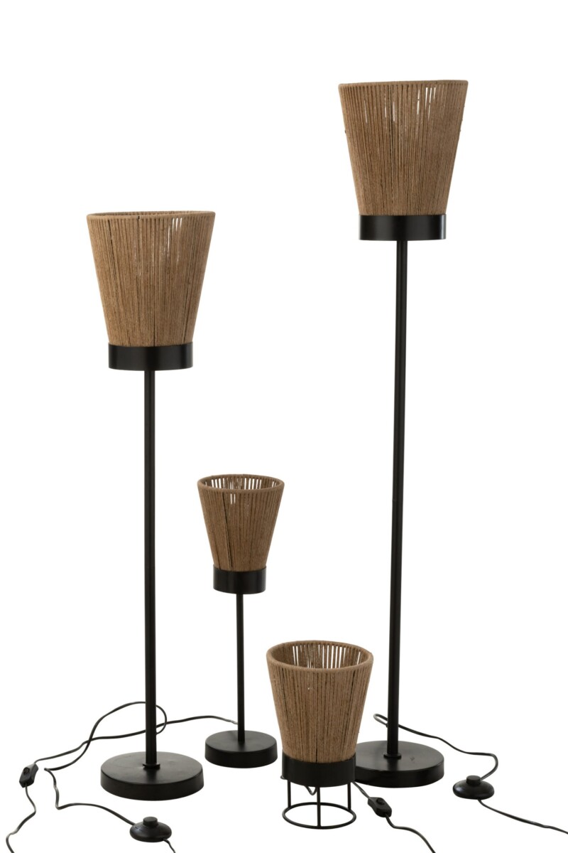 Lámpara de pie natural negra con beige Jolipa Luna - Imagen 5