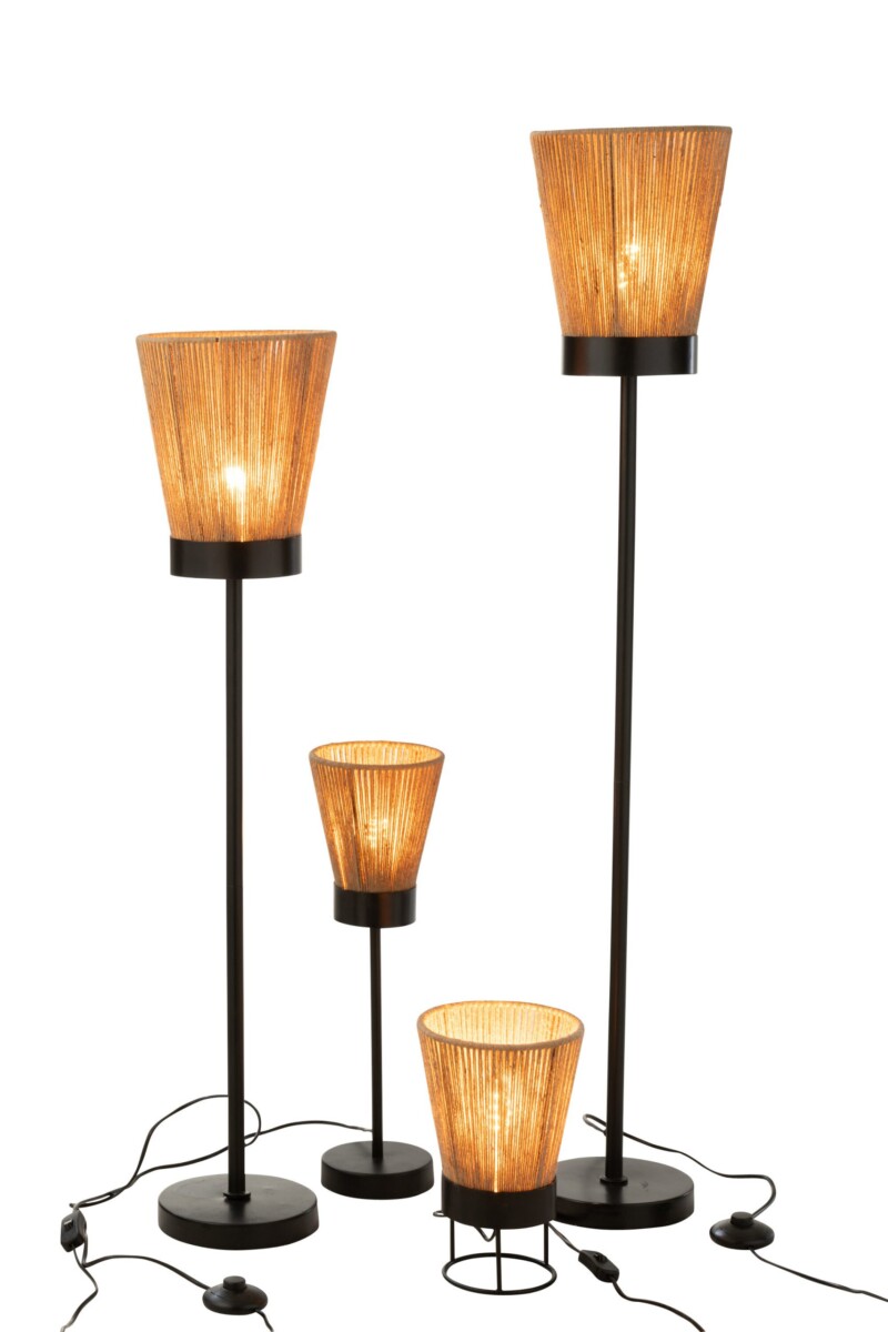 Lámpara de pie natural negra con beige Jolipa Luna - Imagen 6