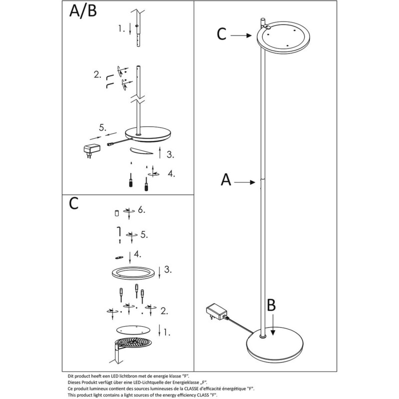 Lámpara de pie negra con luz superior Steinhauer Turound - Imagen 9