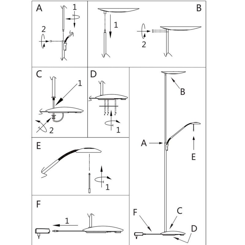 Lámpara de pie para lectura ajustable Steinhauer Zentih acero - Imagen 10