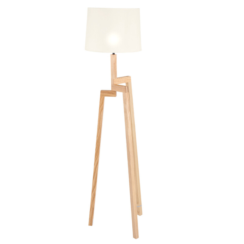 Lámpara de pie escandinava trípode de madera beige Mexlite Sabi - Imagen 2