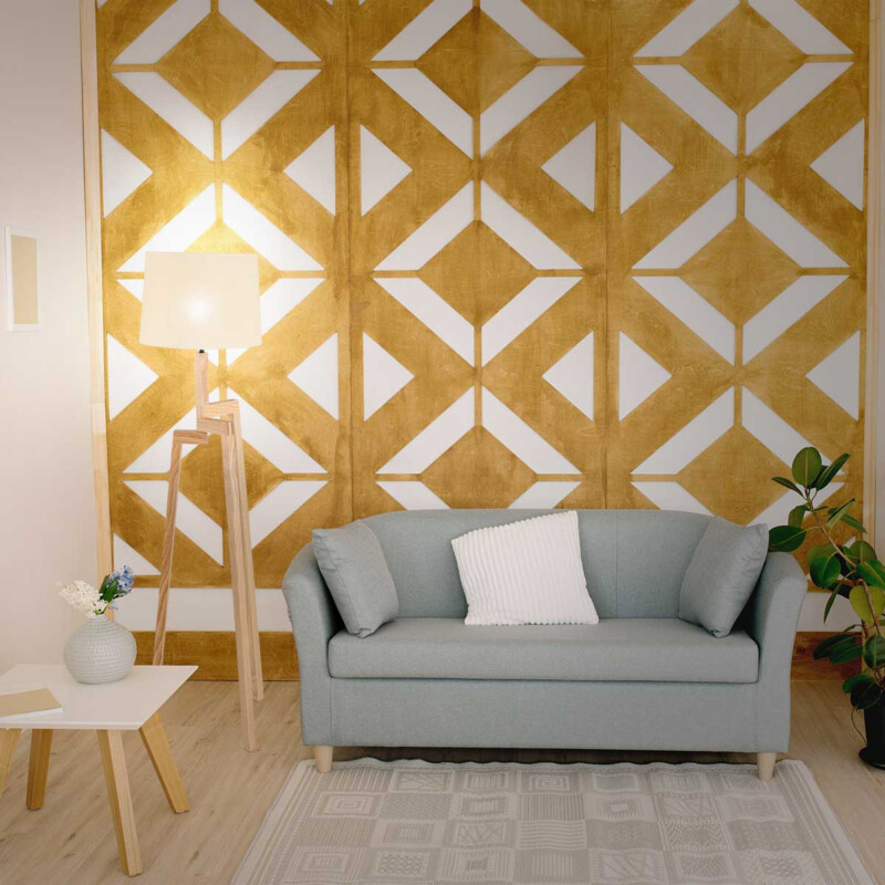 Lámpara de pie escandinava trípode de madera beige Mexlite Sabi - Imagen 4