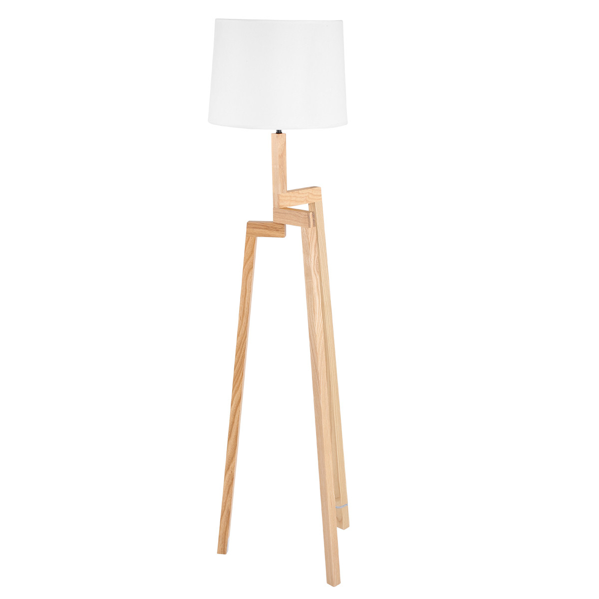 Lámpara de pie escandinava trípode de madera beige Mexlite Sabi