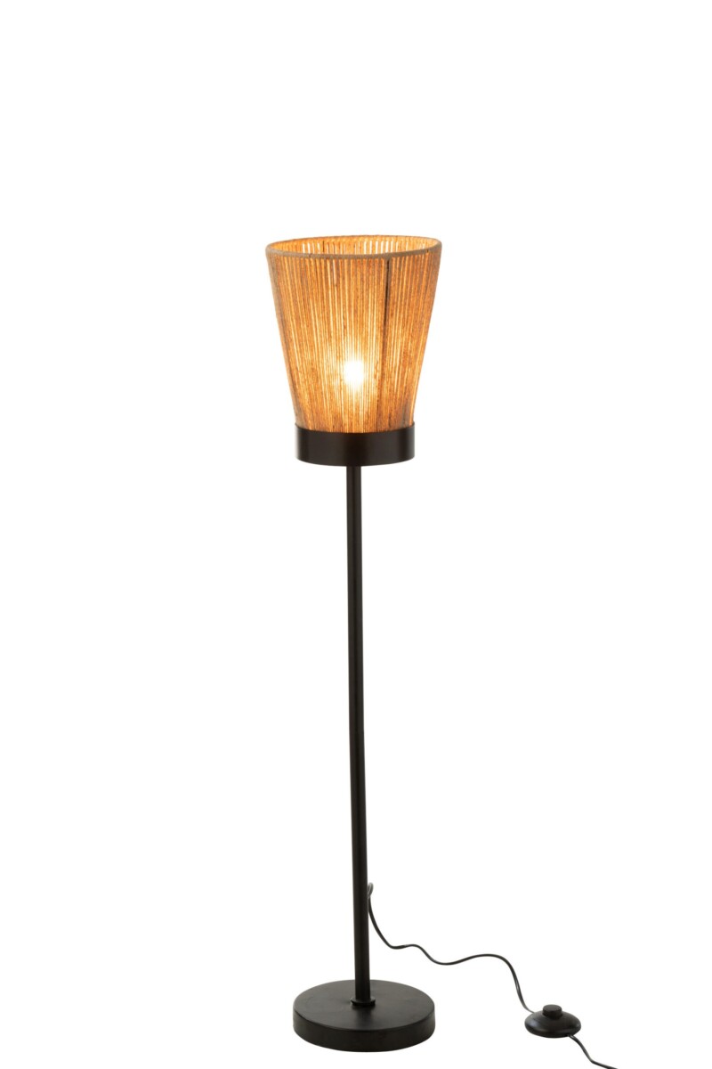 Lámpara de pie rústica negra con cuerda beige Jolipa Luna - Imagen 3