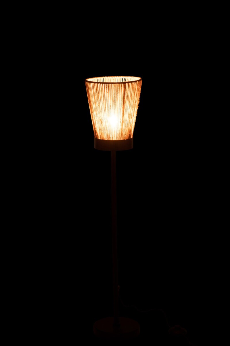 Lámpara de pie rústica negra con cuerda beige Jolipa Luna - Imagen 4