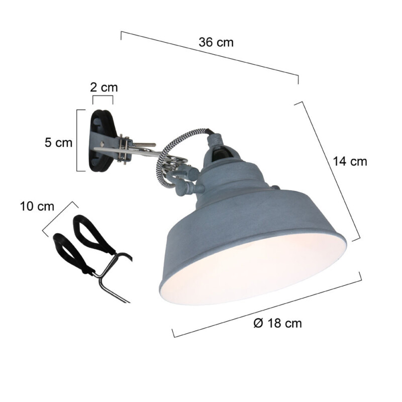 Aplique de pared de metal gris industrial Mexlite Nove - Imagen 6
