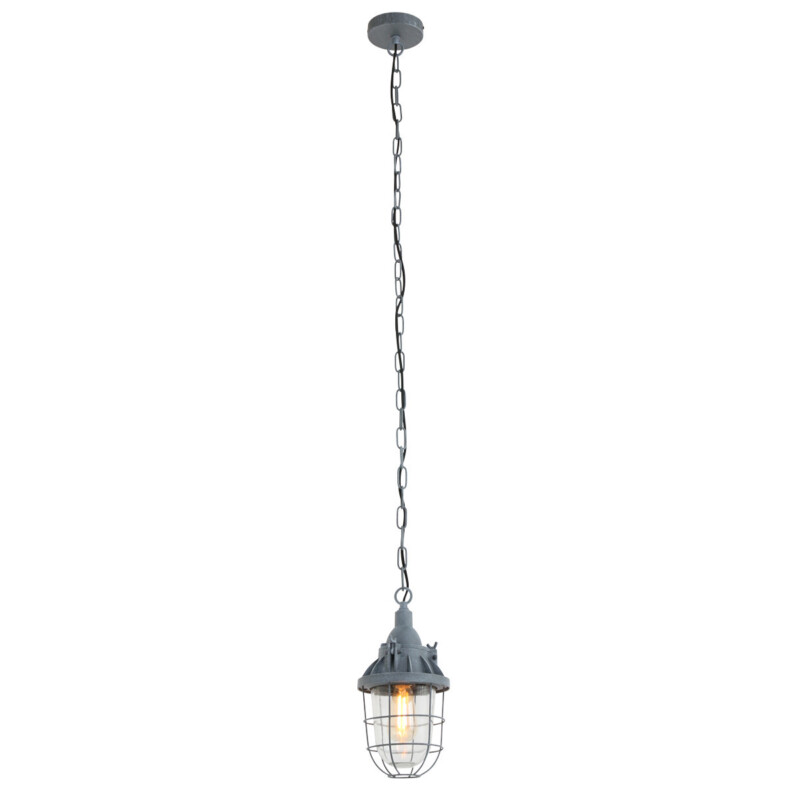 Lámpara colgante industrial de vidrio y metal gris Mexlite Ebbe - Imagen 2