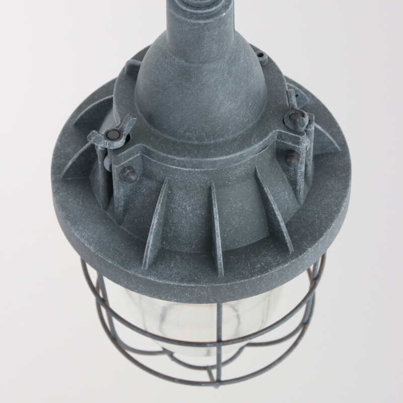 Lámpara colgante industrial de vidrio y metal gris Mexlite Ebbe - Imagen 5