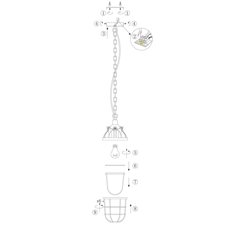 Lámpara colgante industrial de vidrio y metal gris Mexlite Ebbe - Imagen 9