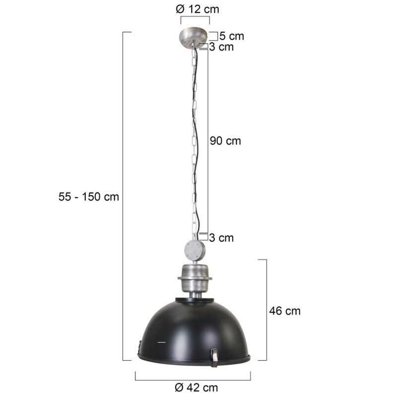 Lámpara colgante de metal/cristal negro áspero en forma de cúpula Steinhauer Bikkel - Imagen 8