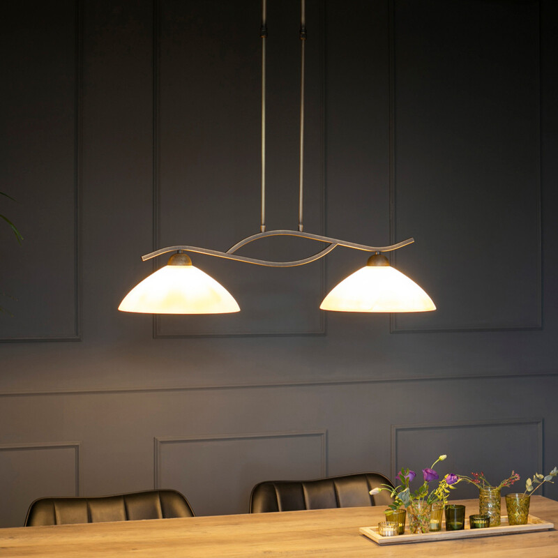Lámpara colgante de 2 luces de bronce con vidrio marmolado Steinhauer Capri - Imagen 3