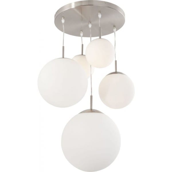 Lámpara de techo moderna con cinco bolas de cristal Steinhauer Bollique