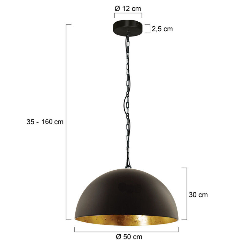 Lámpara colgante industrial de metal negro Steinhauer Semicirkel - Imagen 7