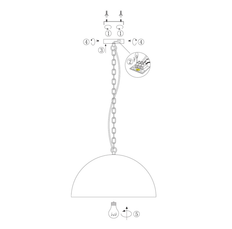 Lámpara colgante industrial de metal negro Steinhauer Semicirkel - Imagen 9