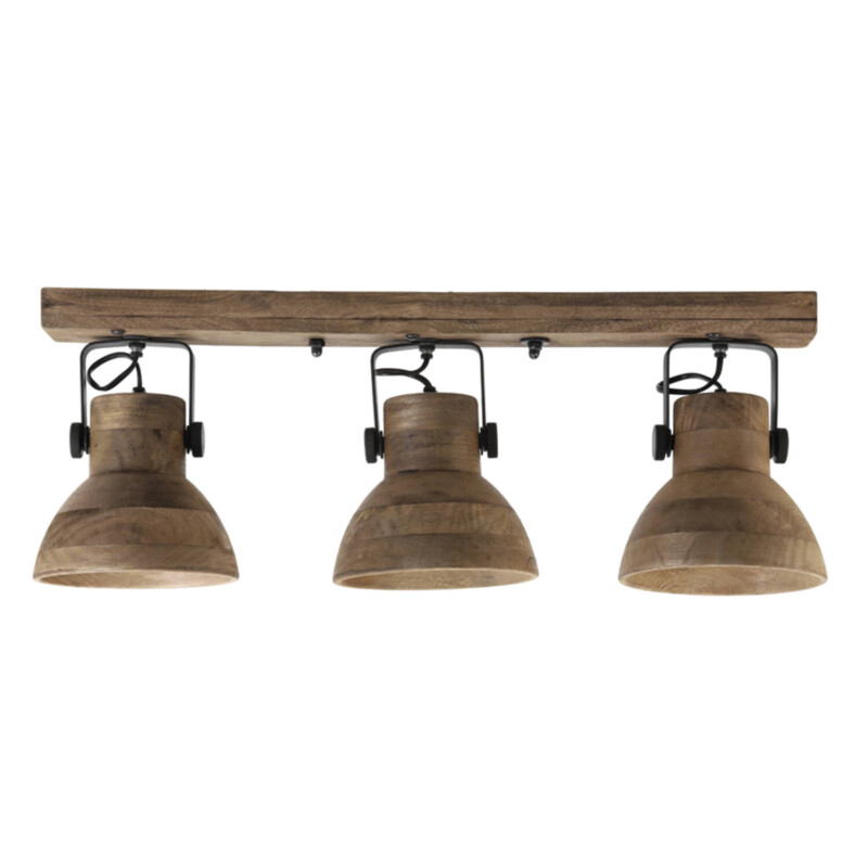 Lámpara de techo de madera natural con tres focos Light and Living Ilanio - Imagen 2