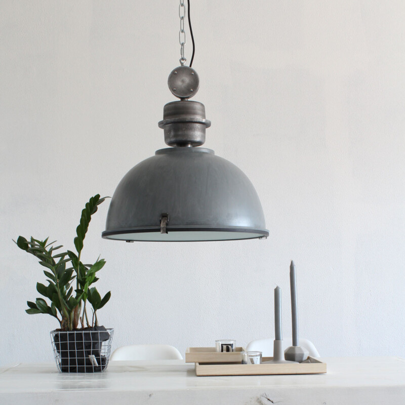 Lámpara colgante de metal/cristal gris áspero en forma de cúpula Steinhauer Bikkel - Imagen 4
