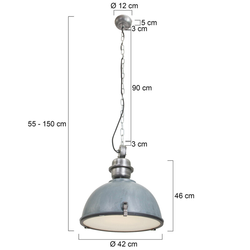 Lámpara colgante de metal/cristal gris áspero en forma de cúpula Steinhauer Bikkel - Imagen 8