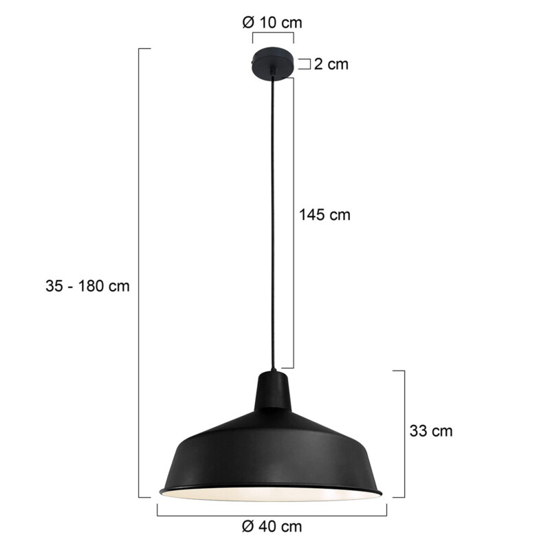 Lámpara colgante de metal negro industrial Mexlite Blackmoon - Imagen 7