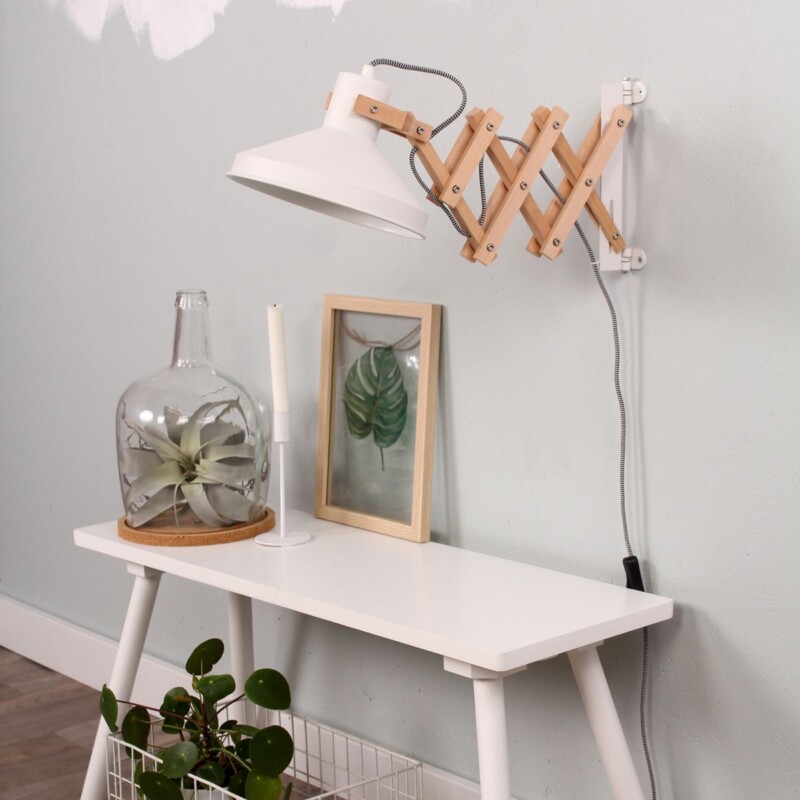 Aplique de pared escandinava de metal y madera natural Anne Light & Home Woody - Imagen 3