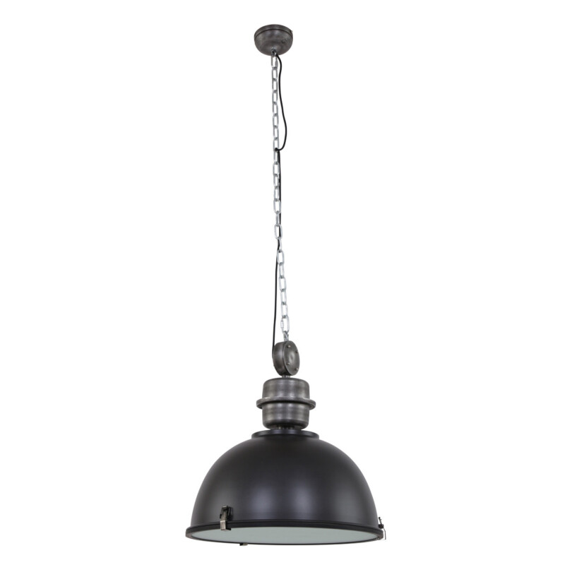 Lámpara colgante industrial de vidrio y metal negro Steinhauer Bikkel - Imagen 2