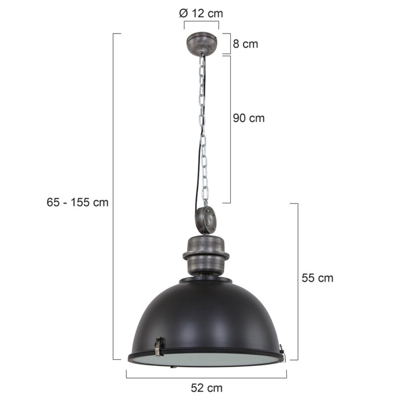 Lámpara colgante industrial de vidrio y metal negro Steinhauer Bikkel - Imagen 7