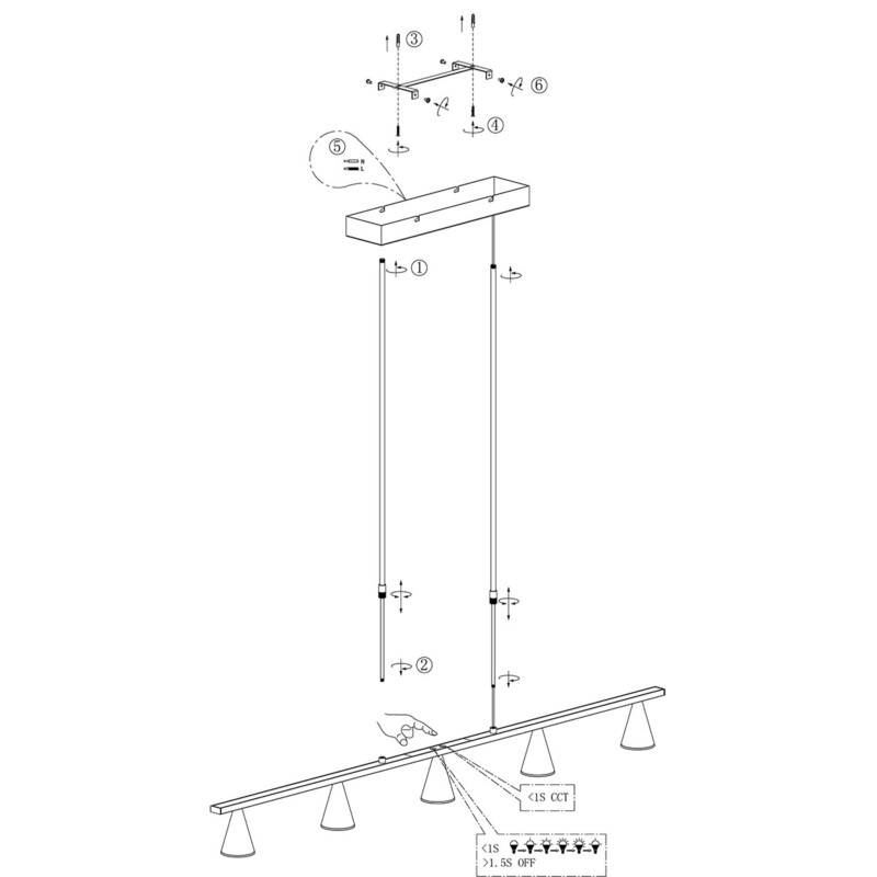 Lámpara LED de acero 5 luces Steinhauer Vortex - Imagen 9