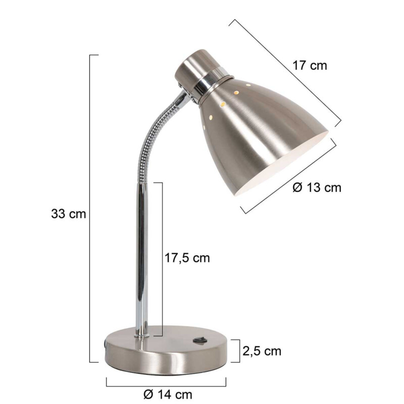 Lámpara mesa flexible plateada Steinhauer Spring acero - Imagen 6