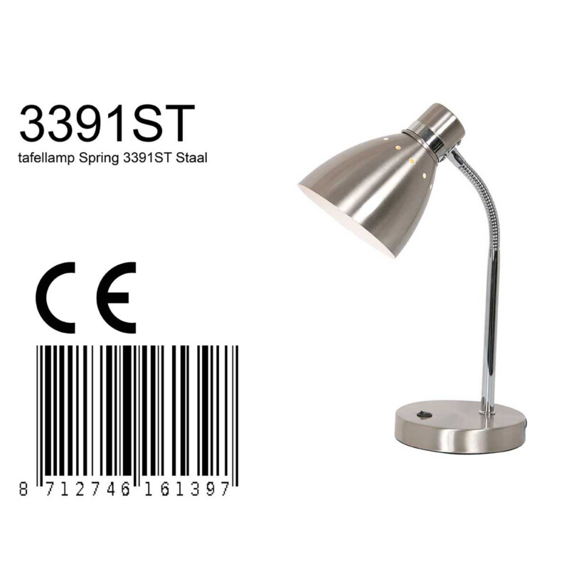 Lámpara mesa flexible plateada Steinhauer Spring acero - Imagen 7