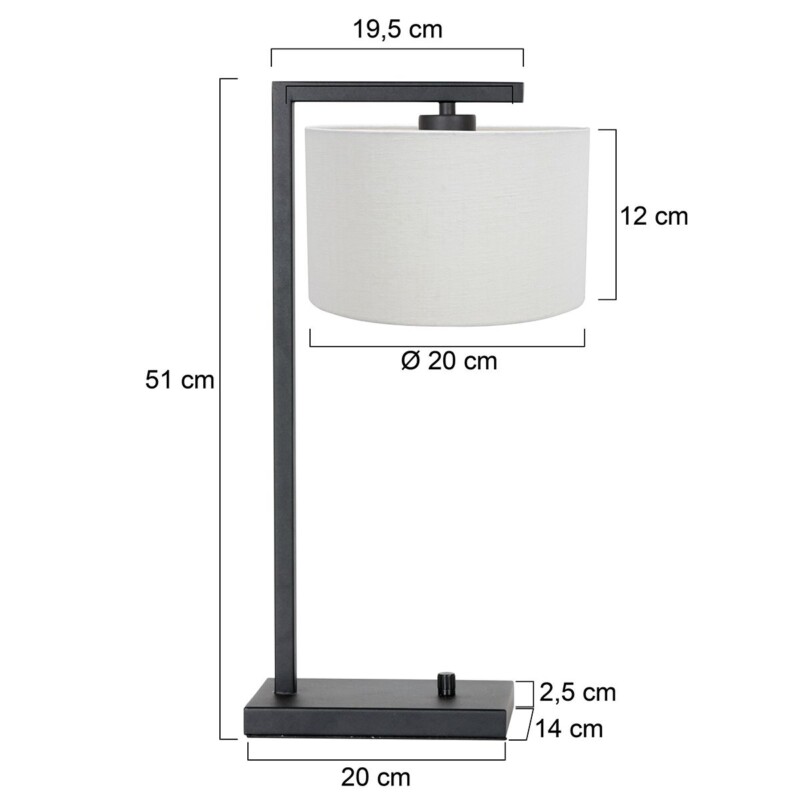 Lámpara moderna negra con pantalla crema Steinhauer Stang - Imagen 6