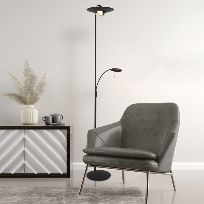 Lámpara pie regulable negra Steinhauer Zenith led blanco y negro - Imagen 4