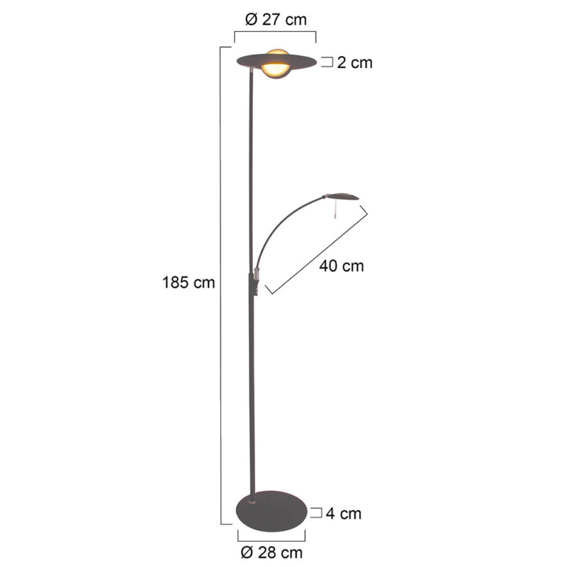 Lámpara pie regulable negra Steinhauer Zenith led blanco y negro - Imagen 8