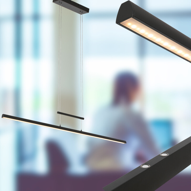 Lámpara colgante minimalista negra con placa de vidrio Steinhauer Profilo - Imagen 3
