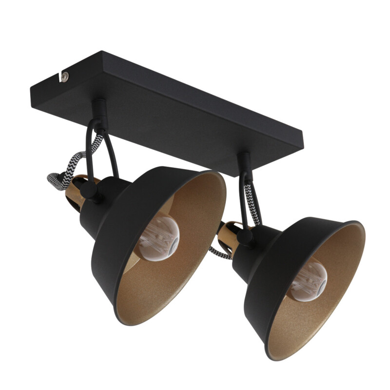 Aplique de pared industrial negra de dos luces ajustable Mexlite Nove - Imagen 2