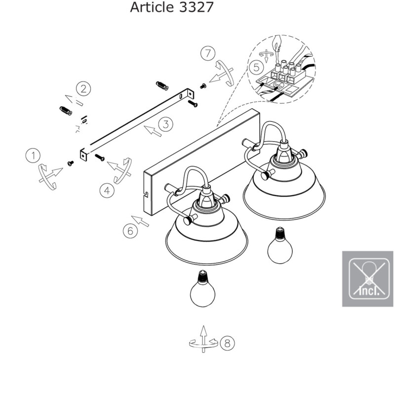 Aplique de pared industrial negra de dos luces ajustable Mexlite Nove - Imagen 8