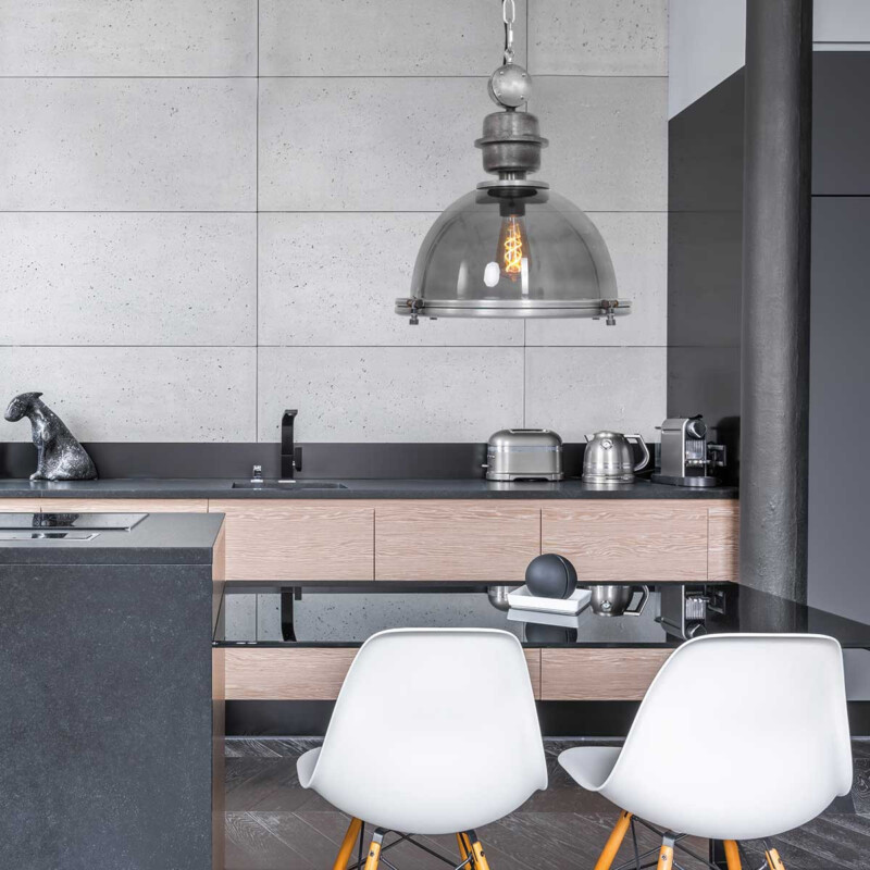 Lámpara colgante de metal y vidrio transparente industrial Steinhauer Bikkel - Imagen 3