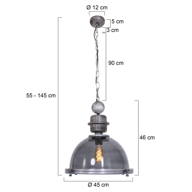 Lámpara colgante de metal y vidrio transparente industrial Steinhauer Bikkel - Imagen 8