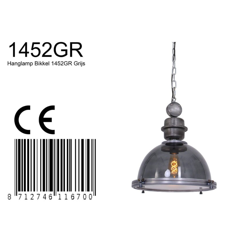 Lámpara colgante de metal y vidrio transparente industrial Steinhauer Bikkel - Imagen 9