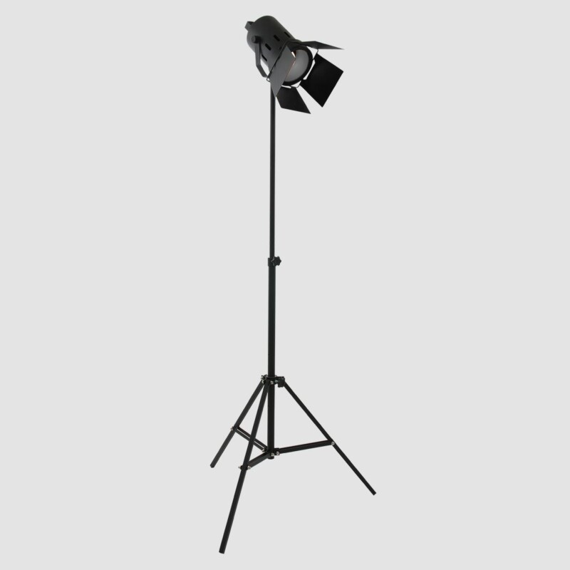 Lámpara de pie industrial de metal negro Mexlite Carree - Imagen 14