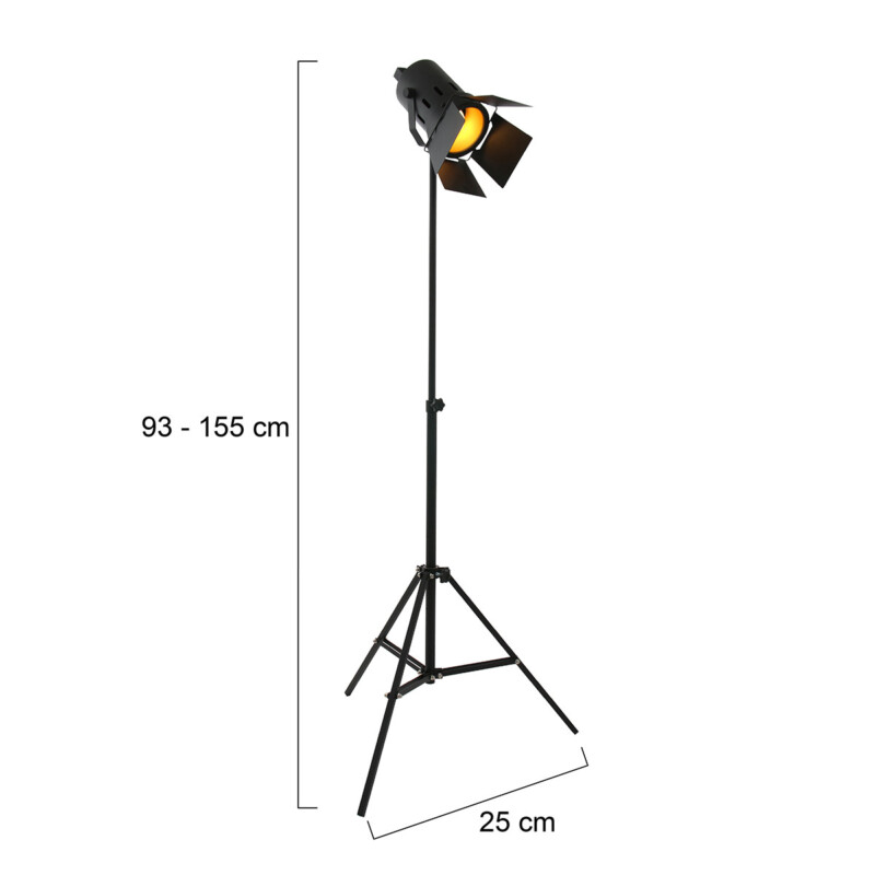 Lámpara de pie industrial de metal negro Mexlite Carree - Imagen 7