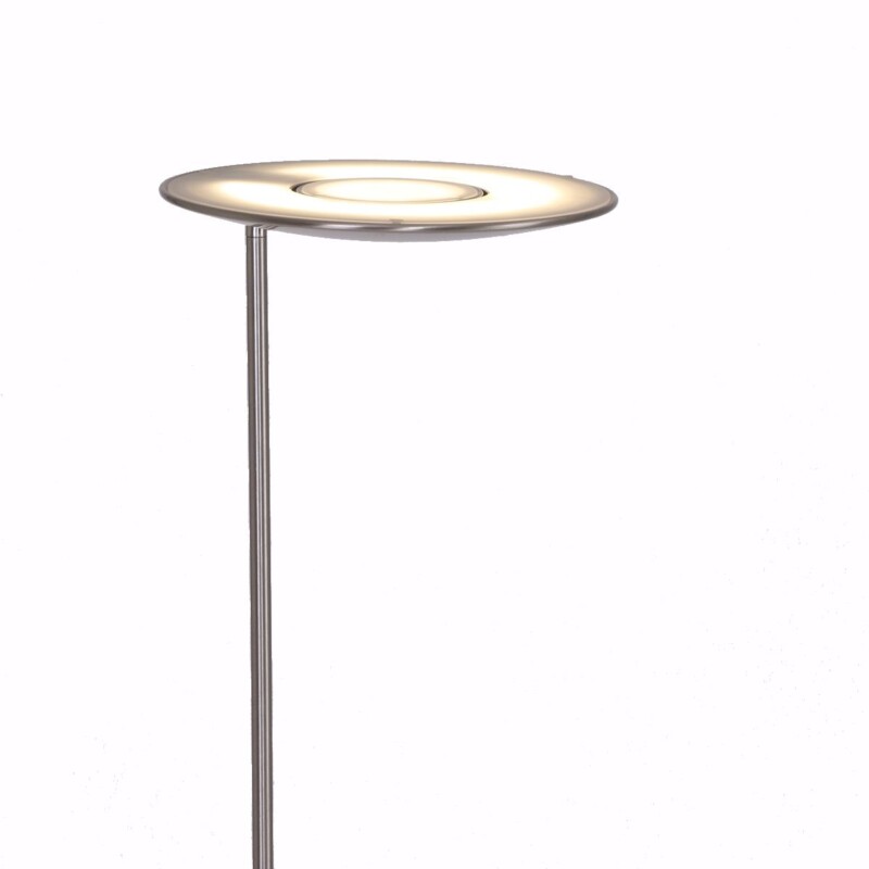 Moderna lámpara pie plateada Steinhauer Zenith led acero y blanco - Imagen 11