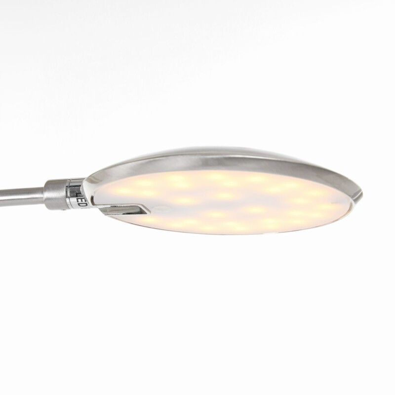 Moderna lámpara pie plateada Steinhauer Zenith led acero y blanco - Imagen 13